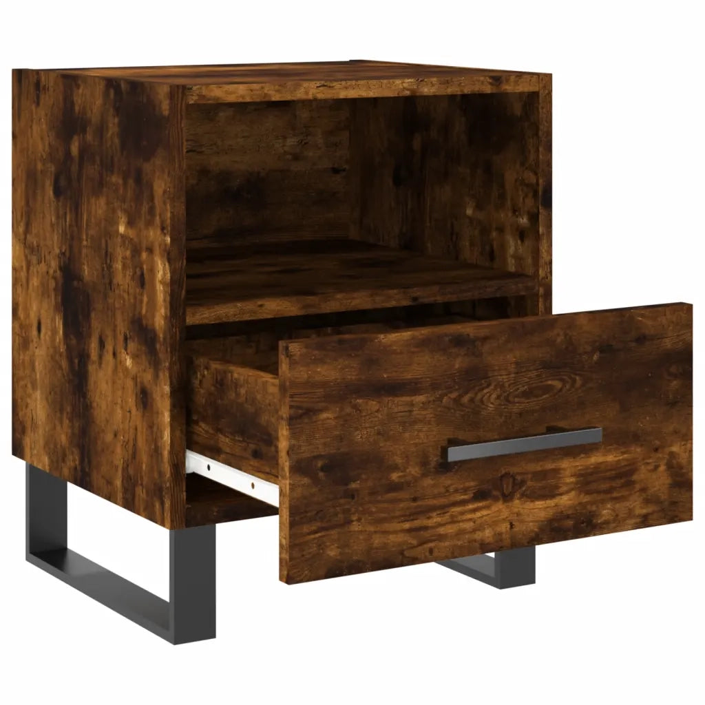 Comodino | Armadio da Notte | Mobiletto da notte Rovere Fumo 40x35x47,5 cm in Legno Multistrato