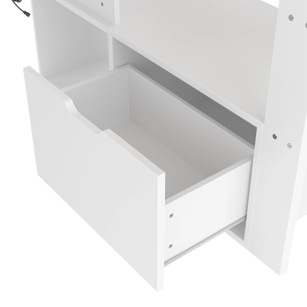 LETTO a soppalco 90x200 cm con scrivania e LED, bianco