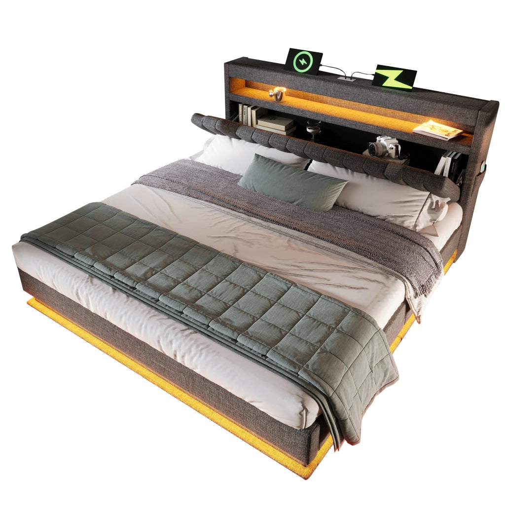 letto imbottito lino grigio 140 x 190 cm