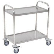 Carrello Cucina 2 Ripiani, Carrello con Ruote Portatutto, Carrello Portavivande in Acciaio Inox, 80x45x82cm, Argento