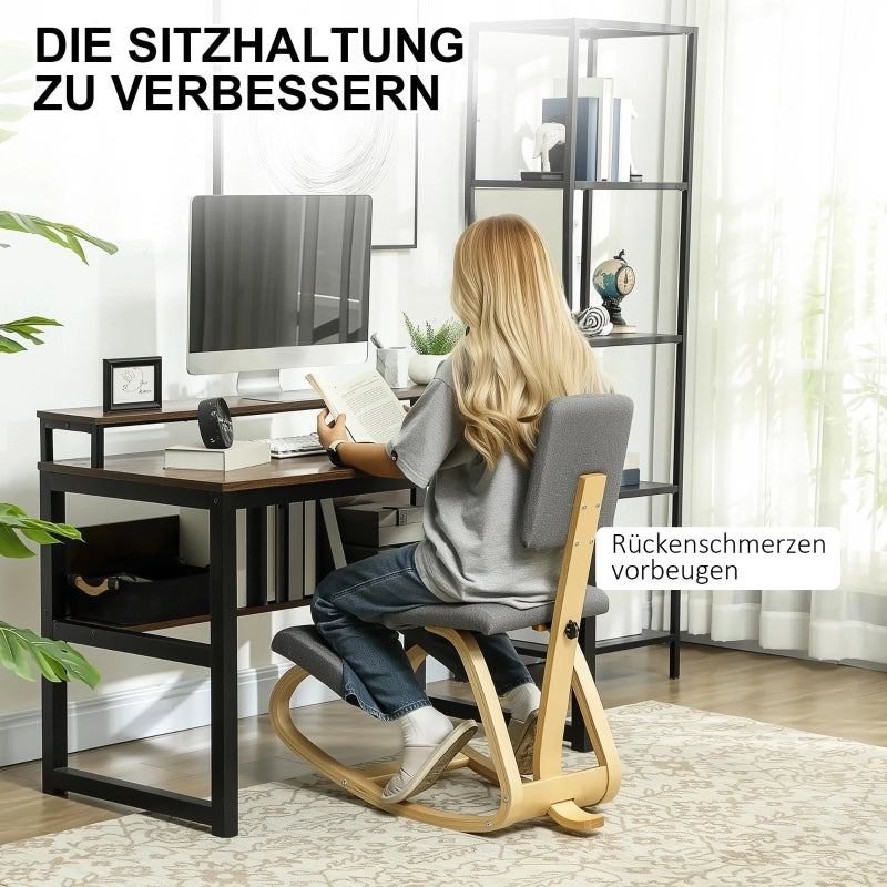 Sedia ergonomica inginocchiata, sgabello inginocchiato, sedia per la salute per casa, ufficio, meditazione, grigia