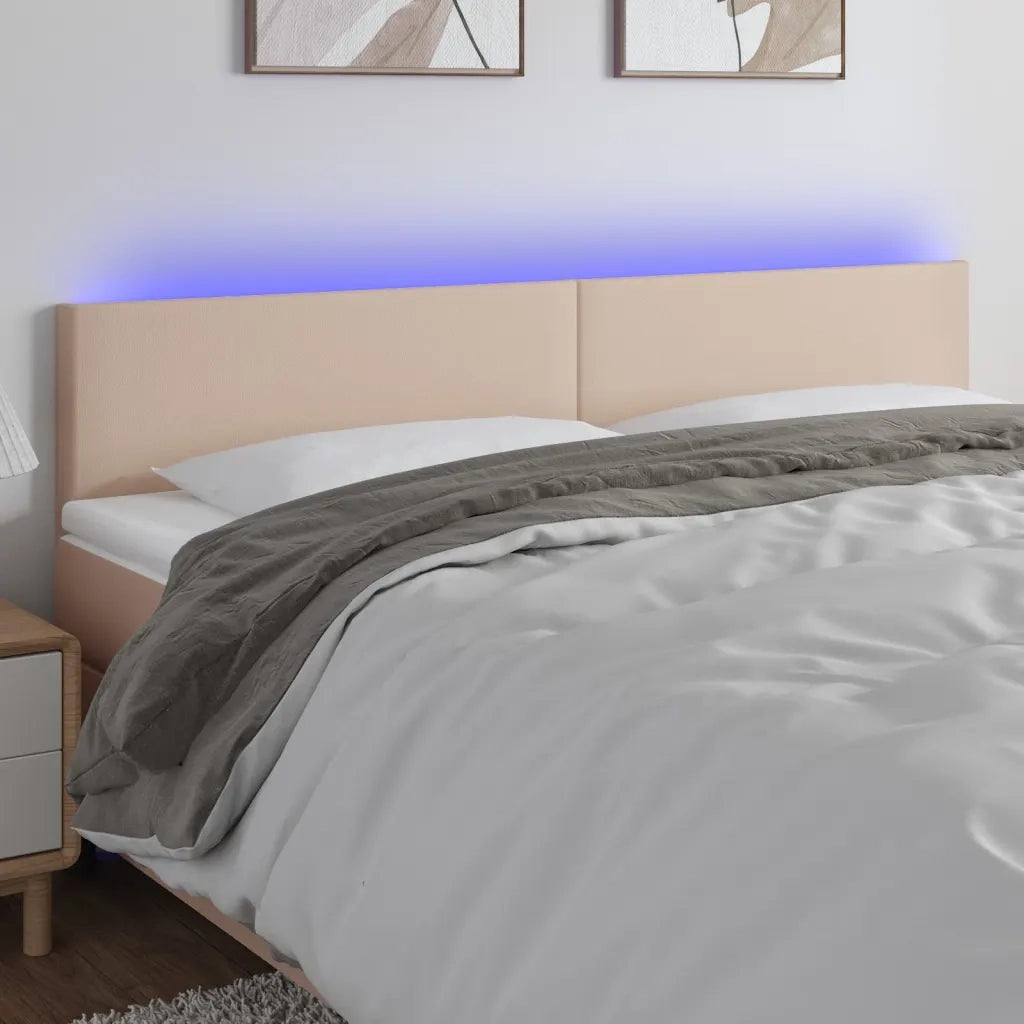 Testiera | Testata Cappuccino a LED 200x5x78/88 cm in Similpelle