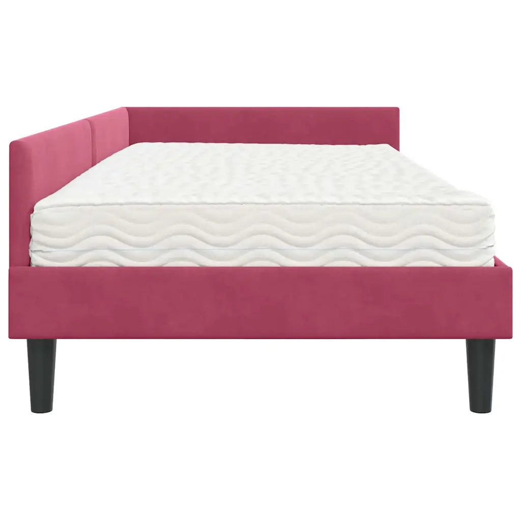 Struttura Letto Angolare con Materasso 2 pz-Giroletto con materasso Verde Velluto 597613