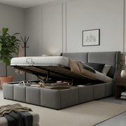 letto imbottito velluto grigio 160 x 200 cm