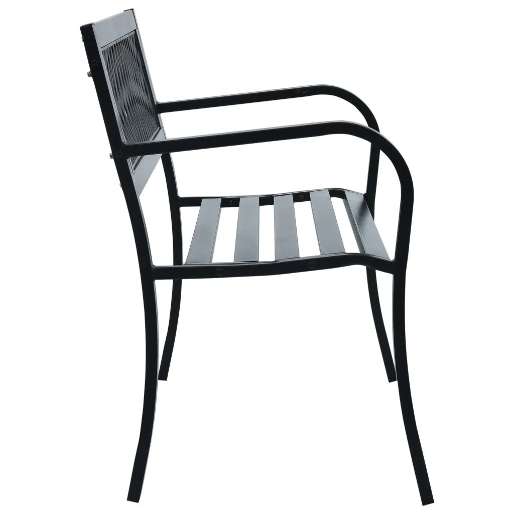 Panchina da Giardino 125 cm Nera in Acciaio 47943