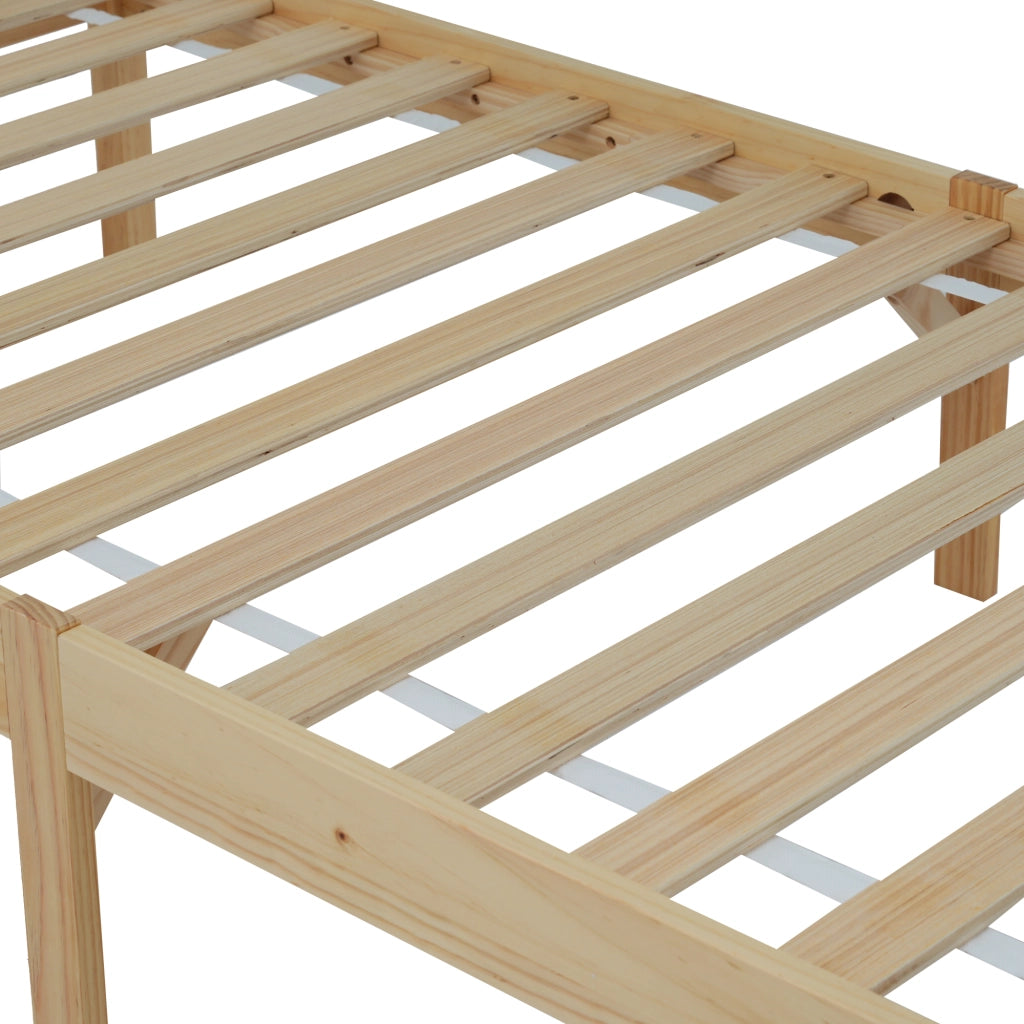 LETTO Singolo 90x200 cm in Legno e MDF Bianco e Naturale