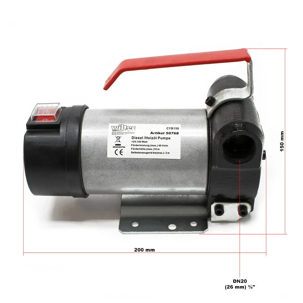 Pompa autoadescante per carburante o biodiesel mobile da 12 V 160 W 40 l/minuto 16_0001980