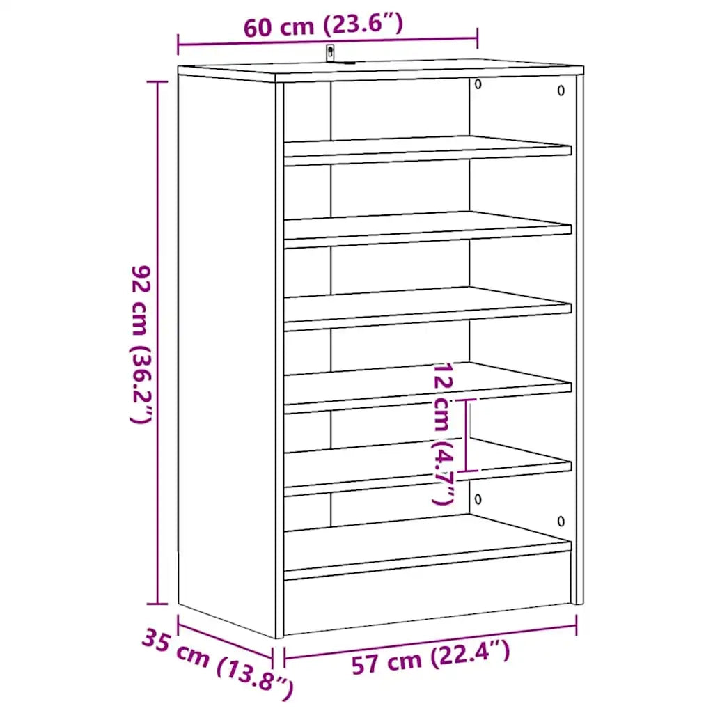 Scarpiera-Scaffale per scarpe Grigio Cemento 60x35x92 cm in Truciolato 607914