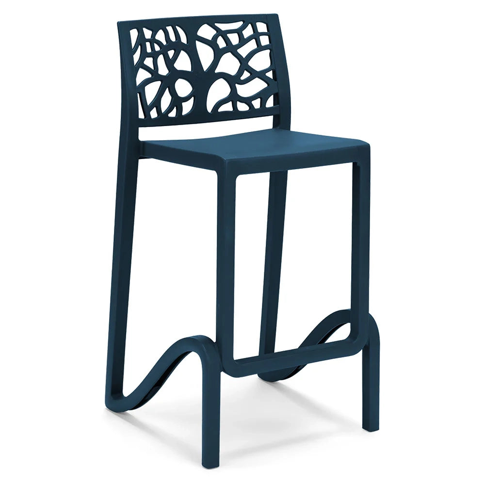 Set 2 sgabelli in polipropilene TETI altezza seduta 75cm, impilabile, idrorepellente, resistente ai raggi UV, design moderno e innovativo, ideale per la cucina, la veranda o giardino colore Petrolio