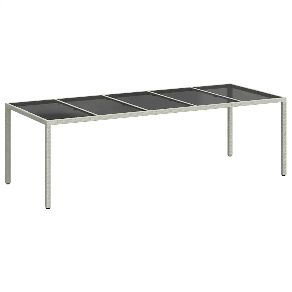 Tavolo Giardino Bianco 250x100x75 cm Polyrattan Vetro Temperato 362556