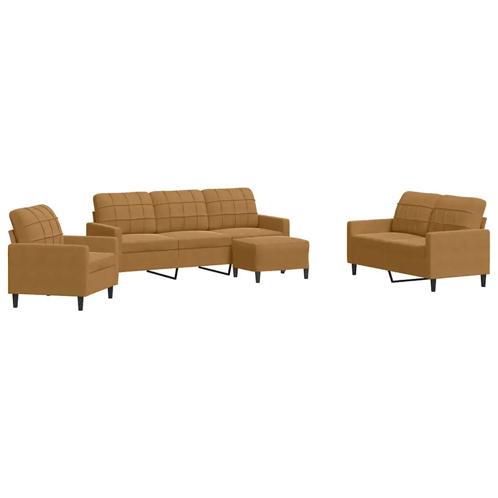 Set di Divani 4 pz con Cuscini Marrone in Velluto 3278368