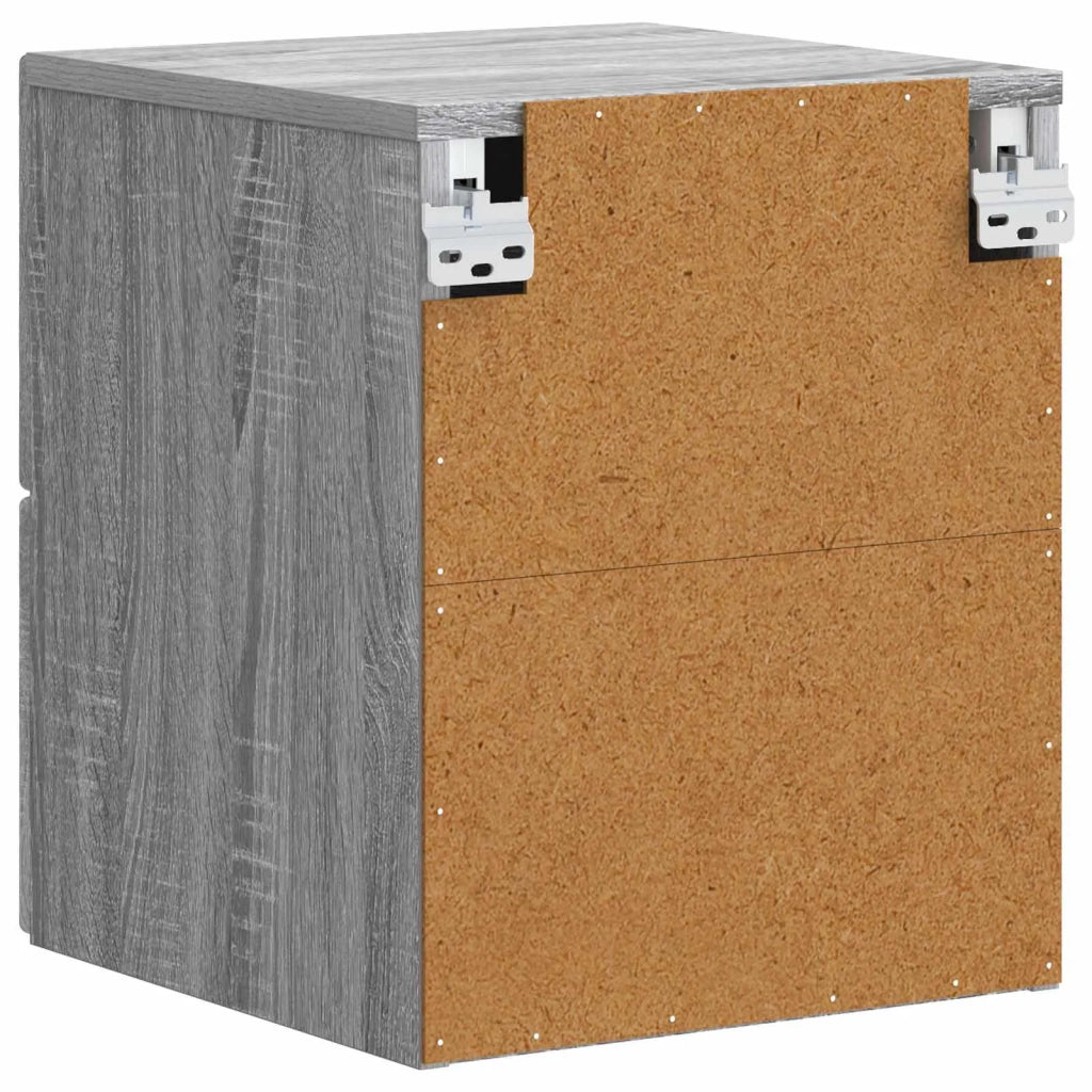 Comodino | Armadio da Notte | Mobiletto da notte a muro Sonoma grigio 34,5 x 33 x 40 cm