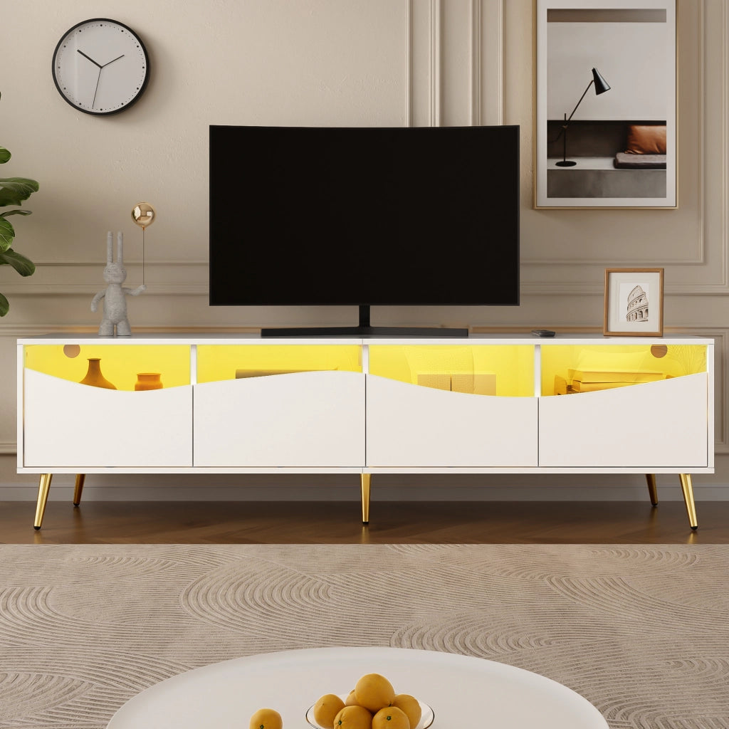 Cassettiera per TV bianca in MDF lunghezza 180 cm