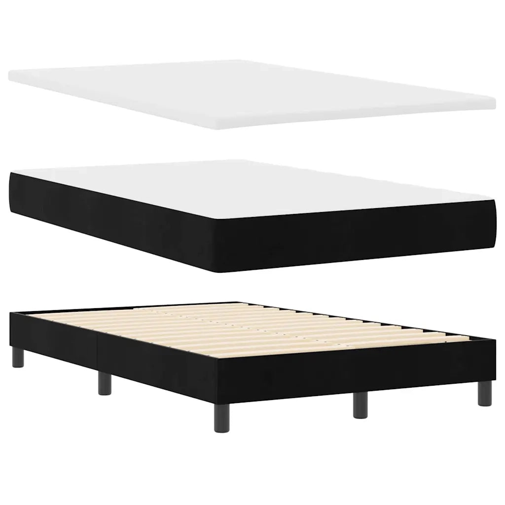 Letto a Sorgente LED con materasso Nero 120 x 190 cm Velluto