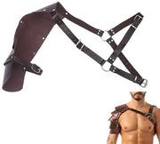 Cinturone di protezione per spalla versatile - Costume di pelle PU - Guerriero vichingo cosplay - Adatto per uomini - Materiale duraturo