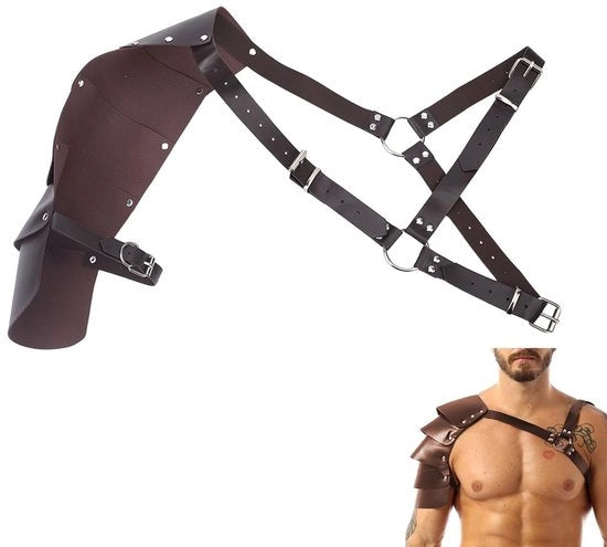 Cinturone di protezione per spalla versatile - Costume di pelle PU - Guerriero vichingo cosplay - Adatto per uomini - Materiale duraturo