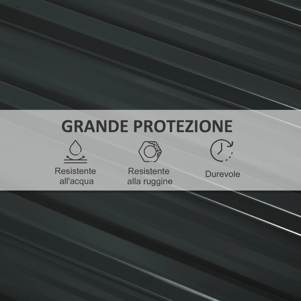 Pannelli di Ricambio per Casette da Giardino ¨C Minimal ¨C Grigio Scuro Acciaio Zincato 129x45 cm