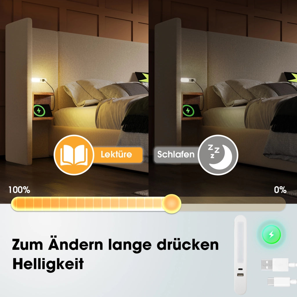 DESMIU Letto Contenitore Letto Matrimoniale con USB, Type-C e Lampada da Lettura 160 × 200 cm senza materasso