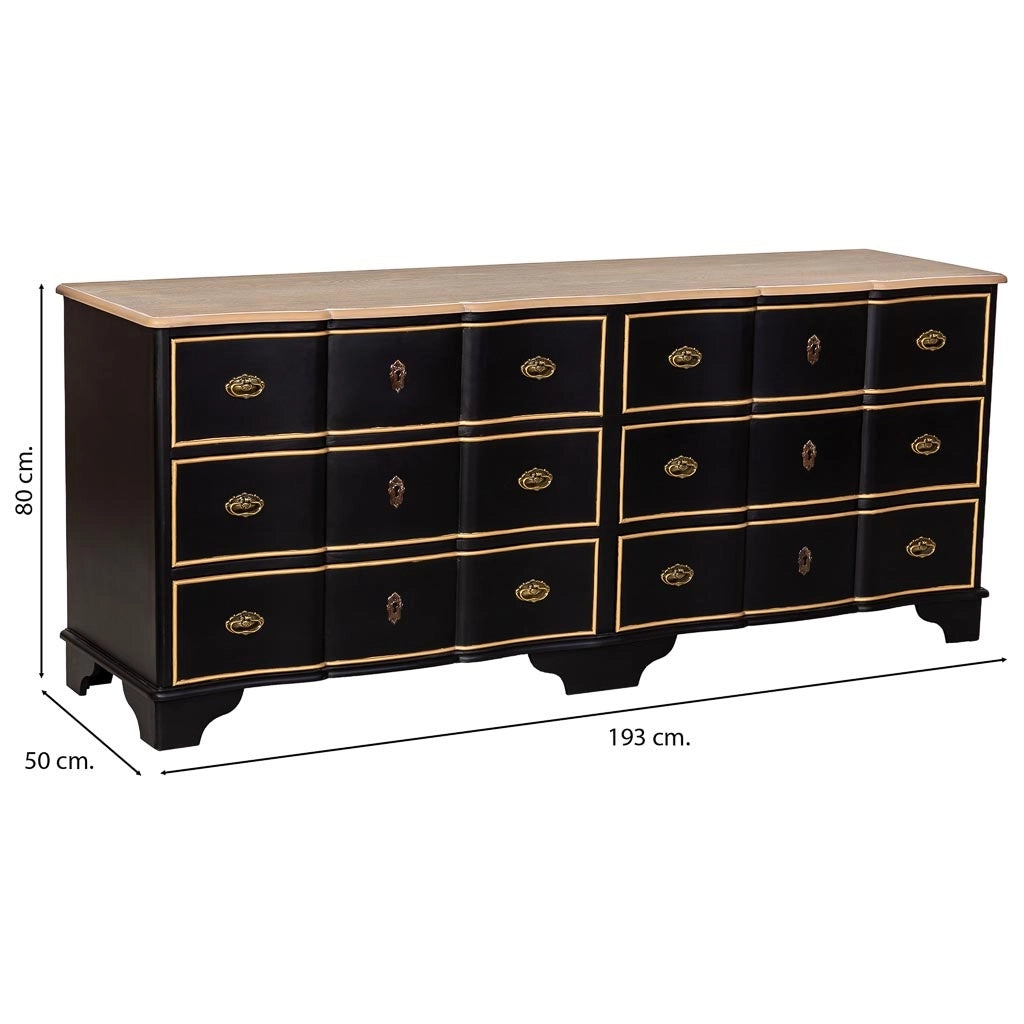 Credenza in legno 193x50x80h cm nera