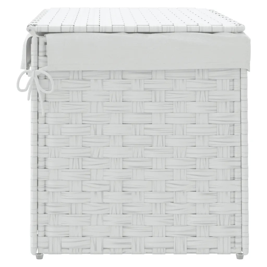 Cesto Portabiancheria Coperchio Bianco 55,5x35x34 cm Polyrattan CFW4981984