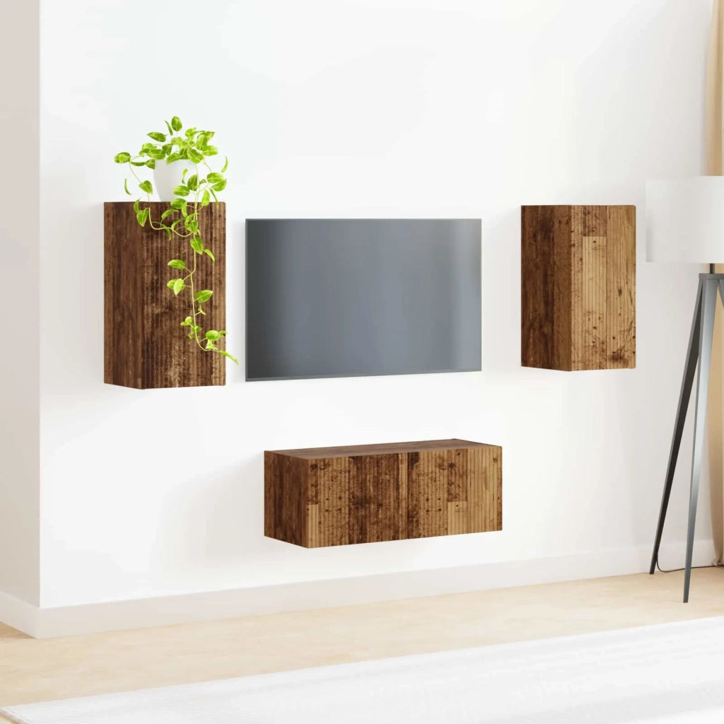 Set mobile TV 2 pz-Credenza per TV Legno vecchio Legno multistrato 461642