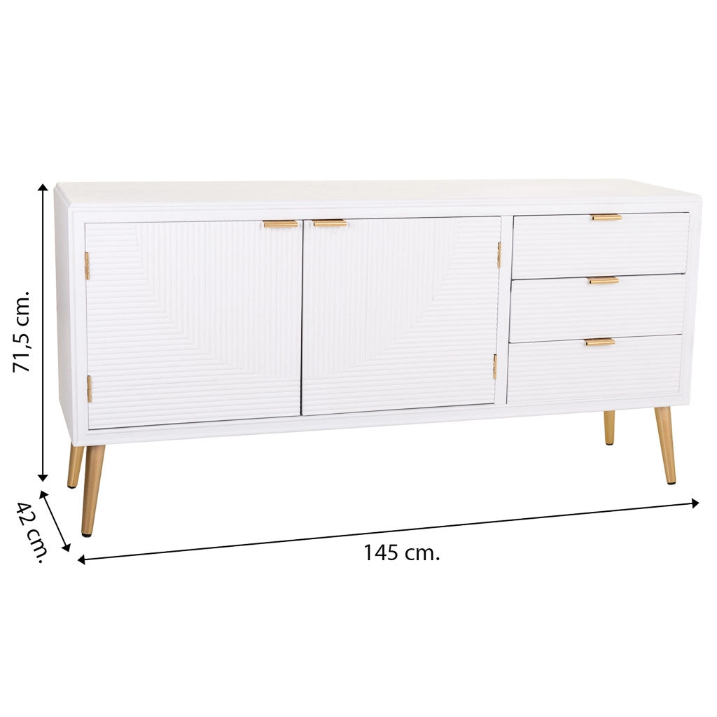 Credenza in legno bianco 145x42x71,5h