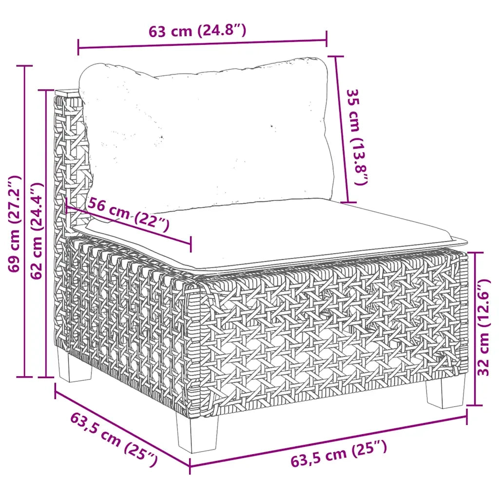 Set Divano da Giardino 8 pz con Cuscini Beige in Polyrattan 3261958