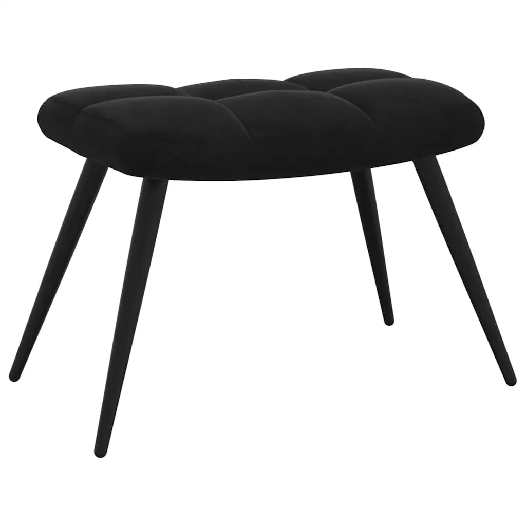 Divano Sedia-Poltrona Relax con Sgabello in Velluto Nero 408063