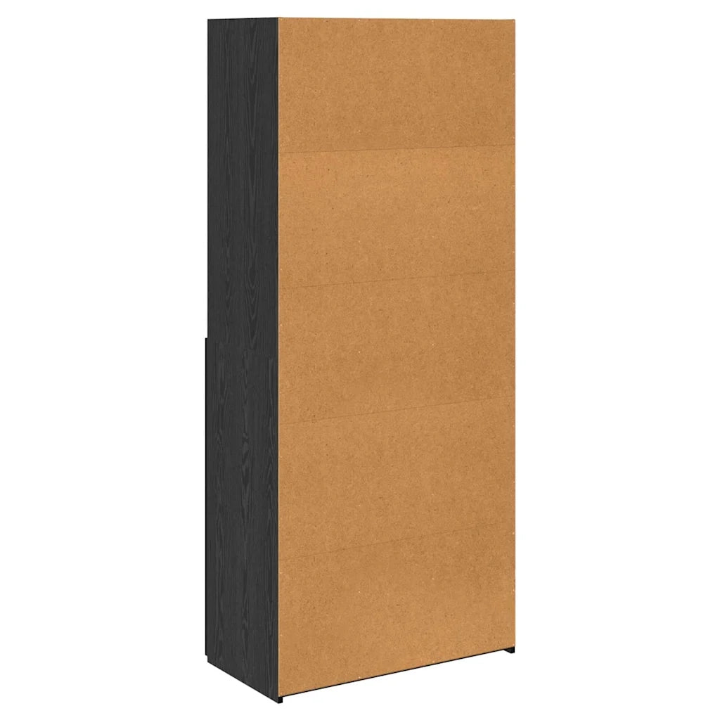 Credenza | Madia | Buffet da pranzo | Armadio da pranzo Rovere Nero 80 x 42,5 x 185 cm Legno multistrato