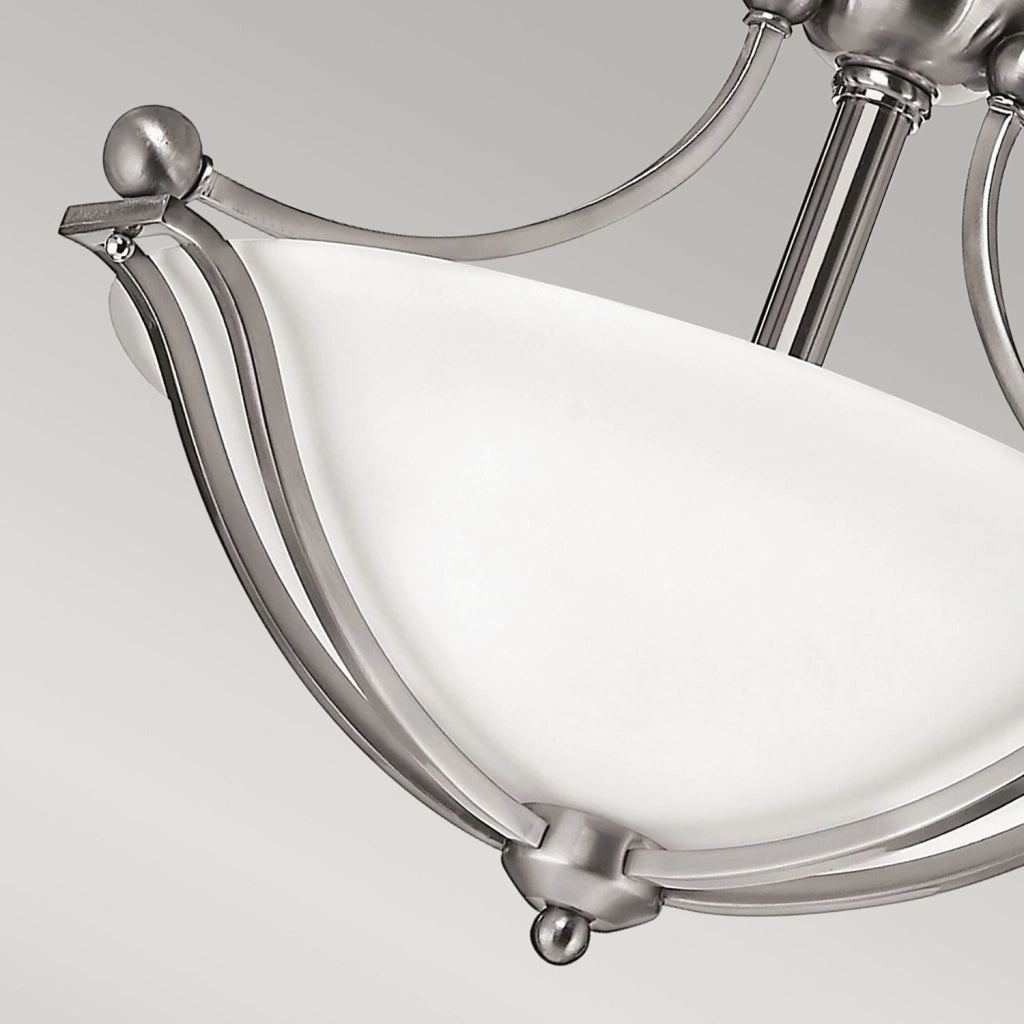 Lampada a Soffitto 2 Luci Kalf In Acciaio Bianco A Bracci E Sfere In Vetro Opalino E Oro