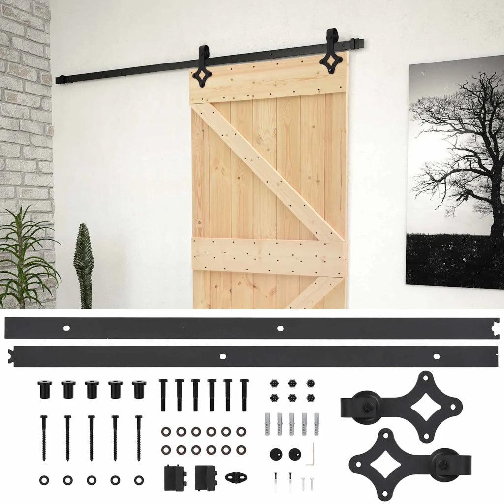 Porta scorrevole Naturale e Nero 100 x 210 cm 3444866