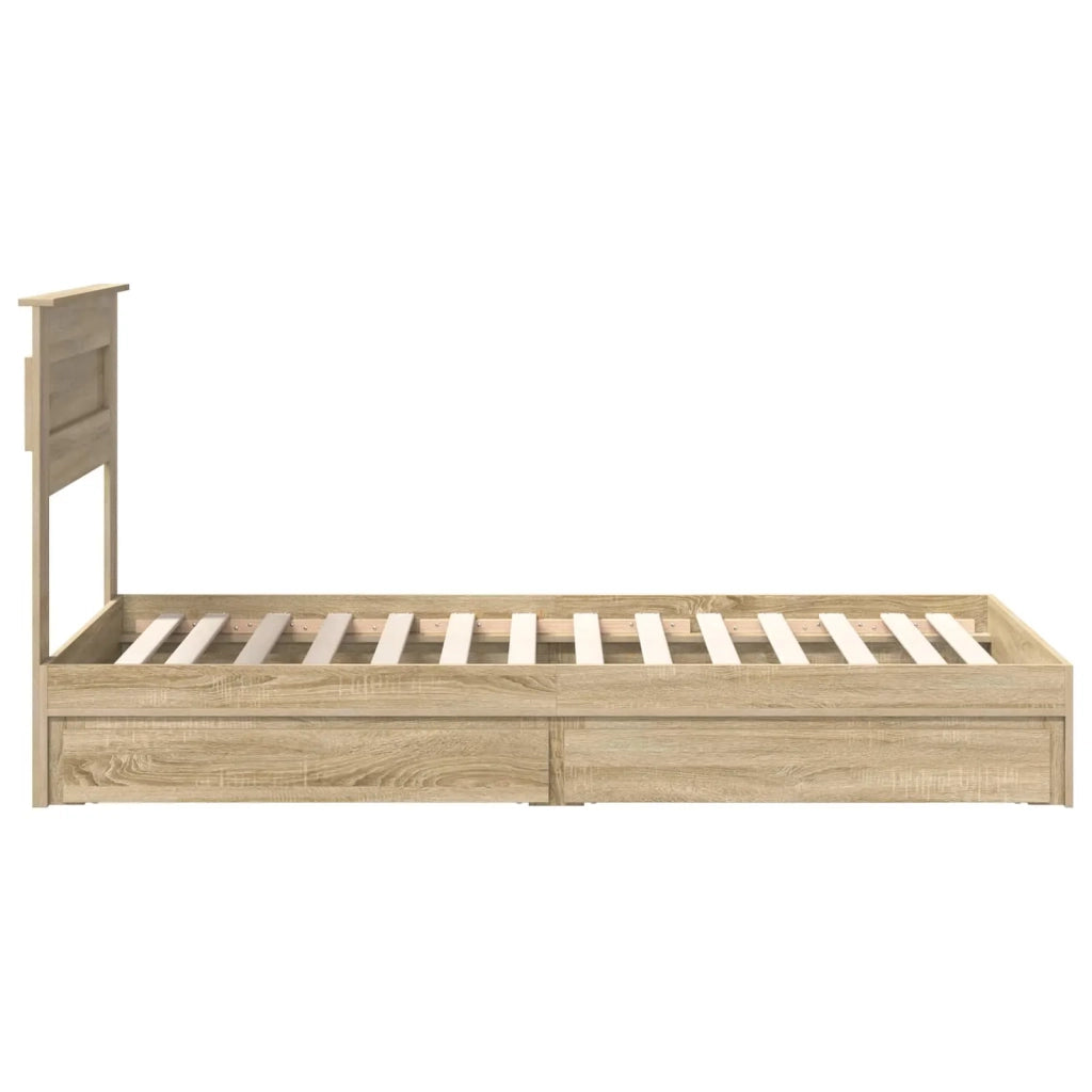 Letto con Contenitore con testiera-Struttura Letto con contenitore Rovere Sonoma 90 x 190 cm 573423