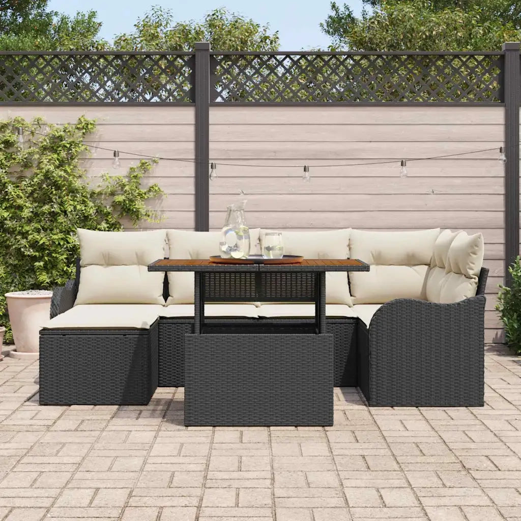 Set Divano da Giardino con archiviazione 7 pcs Nero Poly Rattan 3358217