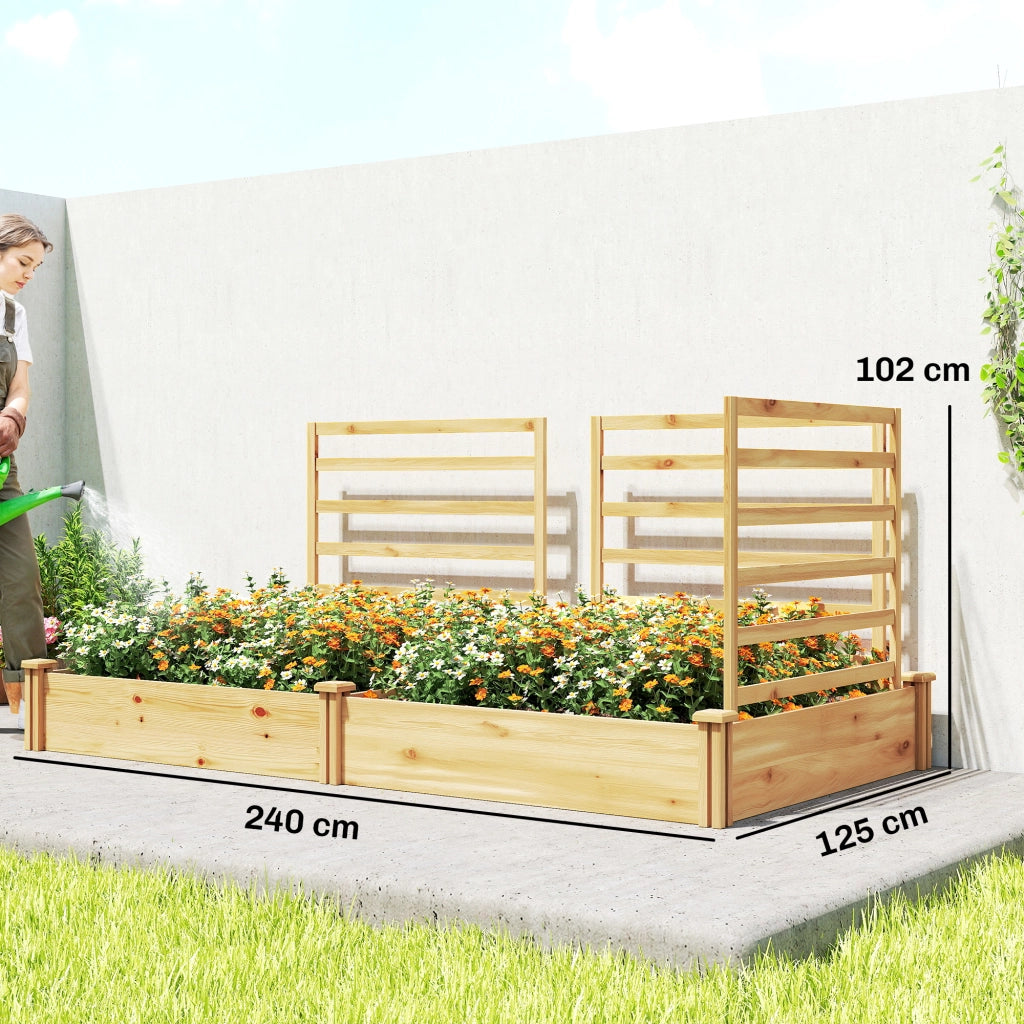Hochbeet con Spalier in Legno ¨C zephmum ¨C 240x125x102 cm Naturholz
