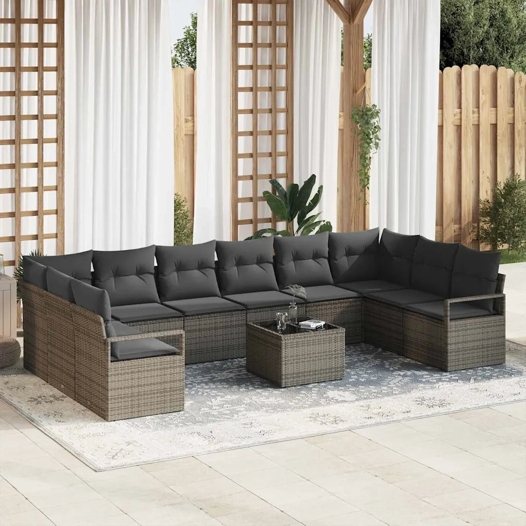 Set Divano da Giardino 11 pcs Grigio chiaro polyrattan 3355238