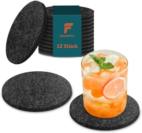 Set di 12 Sottopanchine per Bicchieri, Sottopanchine Ronde in Velluto per Bicchieri, Sottopanchine Antiscivolo Resistenti al Calore e Lavabili, Sottopanchine per Bicchieri, Bicchieri e Calici