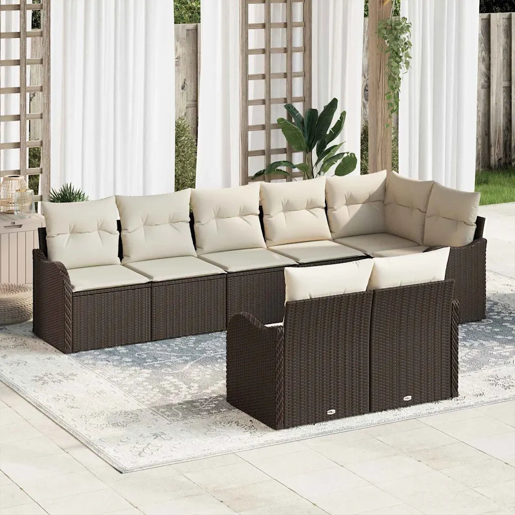 Set Divano da Giardino Marrone polyrattan