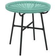 Tavolino da giardino rotondo in resina effetto rattan con piano in vetro temperato e gambe in metallo ¨C Minimal ¨C ?50xH50 cm