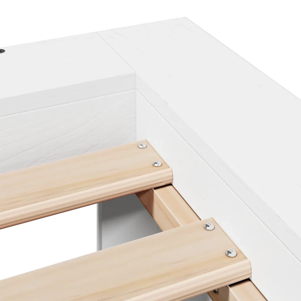 Letto singolo | Letto per adulti | Giroletto senza Materasso Bianco 90x200 cm Legno Massello Pino