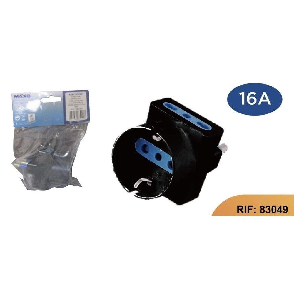 Trade Shop - Adattatore Spina 16a 2p+t 1 Presa Ita 10a/schuko 16a 2 Prese Bipasso 10/16a 83049 -