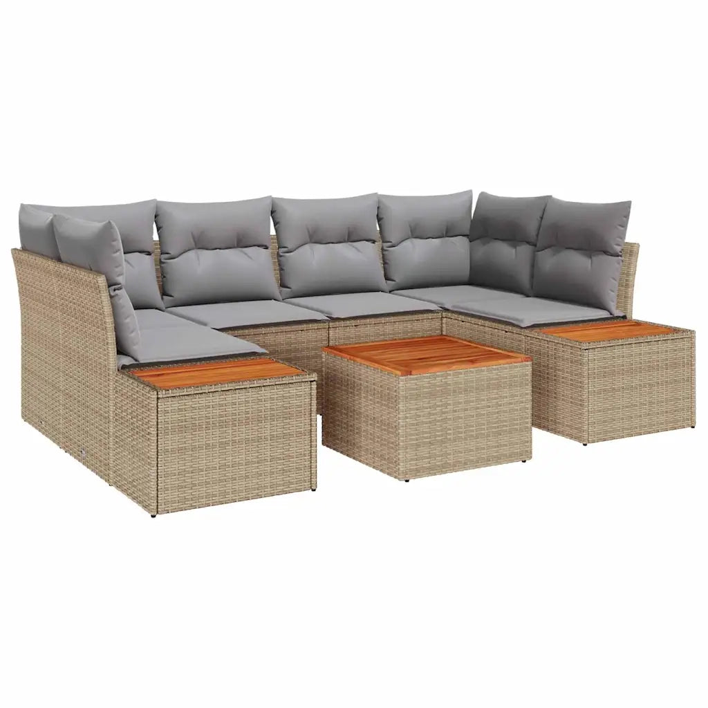 Set Divano da Giardino con cuscino 6 pcs Beige Poly Rattan 3356705