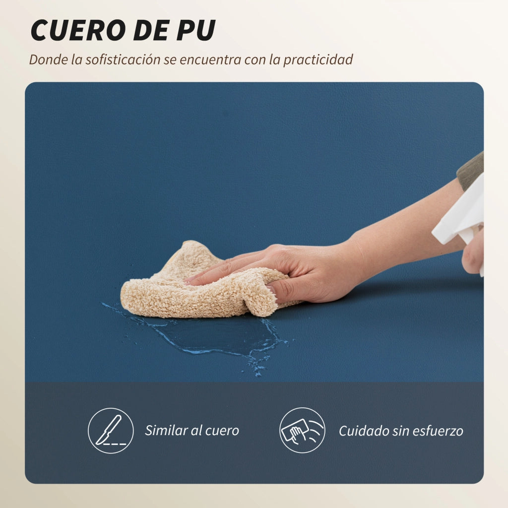 Sedia da Ufficio con Poggiapiedi Schienale Reclinabile Alto Imbottita Similpelle Blu ¨C Xylo