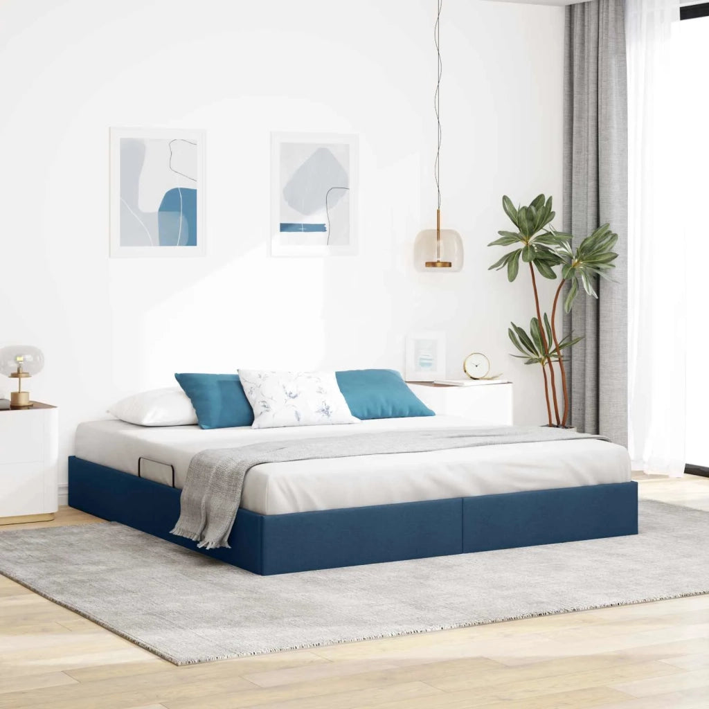 Letto ottomano con archiviazione Blu 160 x 200 cm Tessuto 3442837