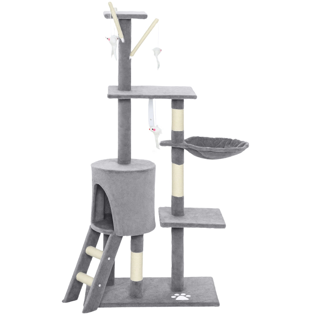 Tiragraffi per Gatti con Piattaforme e Cueva ¨C ZephMum ¨C Grigio 134 cm