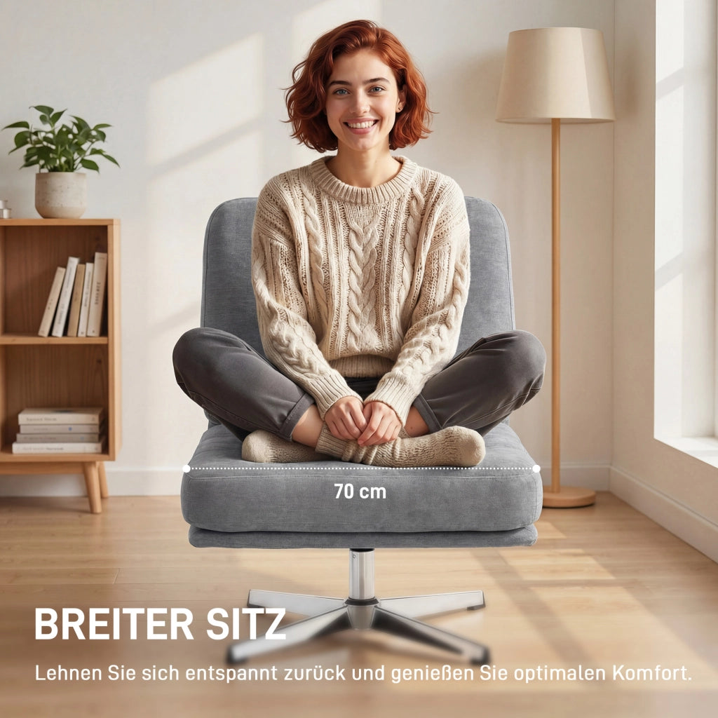 Poltrona girevole imbottita con cuscino e gambe in metallo ¨C zephmum ¨C grigio chiaro