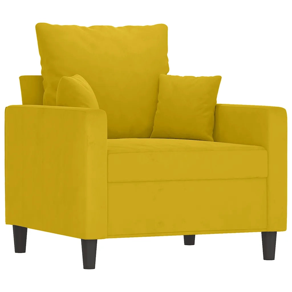 Set di Divani 3 pz con Cuscini giallo in Velluto 3201686
