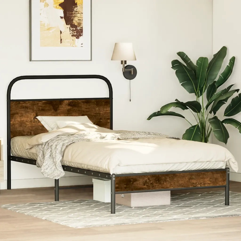 Giroletto senza Materasso-Struttura Letto Rovere Fumo 100x190 cm in Truciolato 519540
