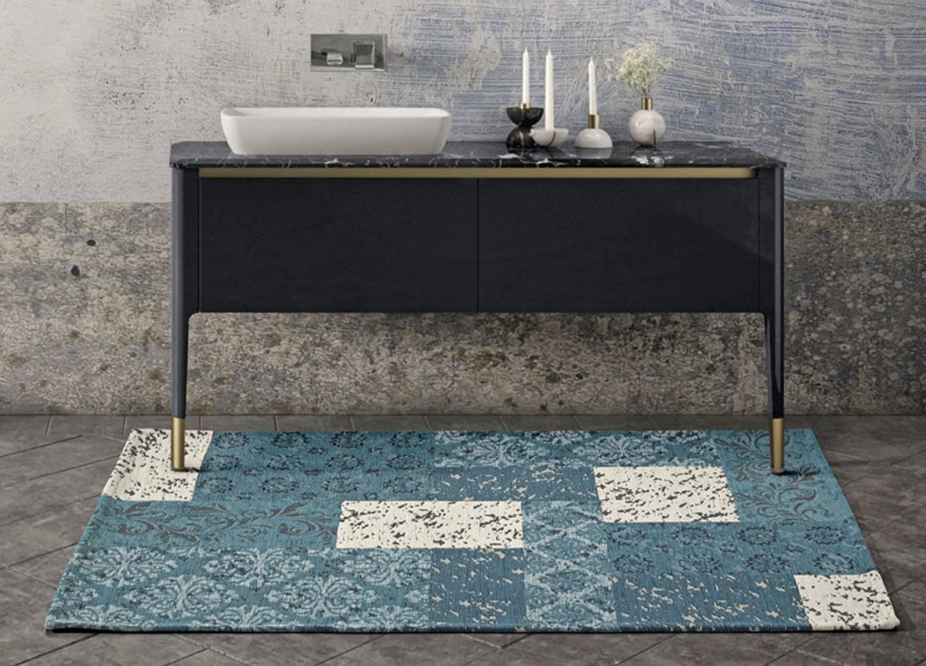 Tappeto Velour Antiscivolo Da Camera E Salotto Disegno Saturno Jeans By Suardi - 140x200 cm - Jeans
