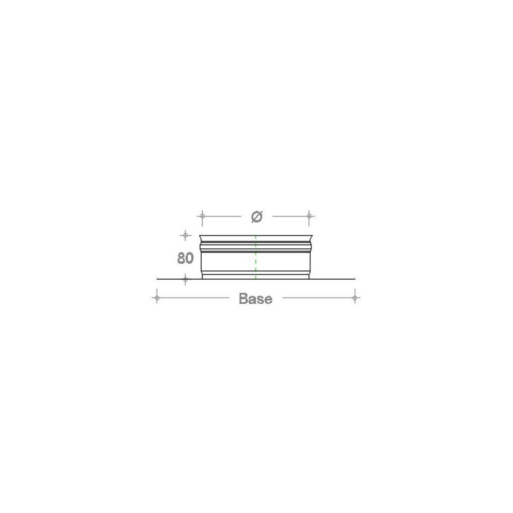 Base forata inox da 250x250mm a innesto m 80 - 230mm 6 decimi, diametro 150mm