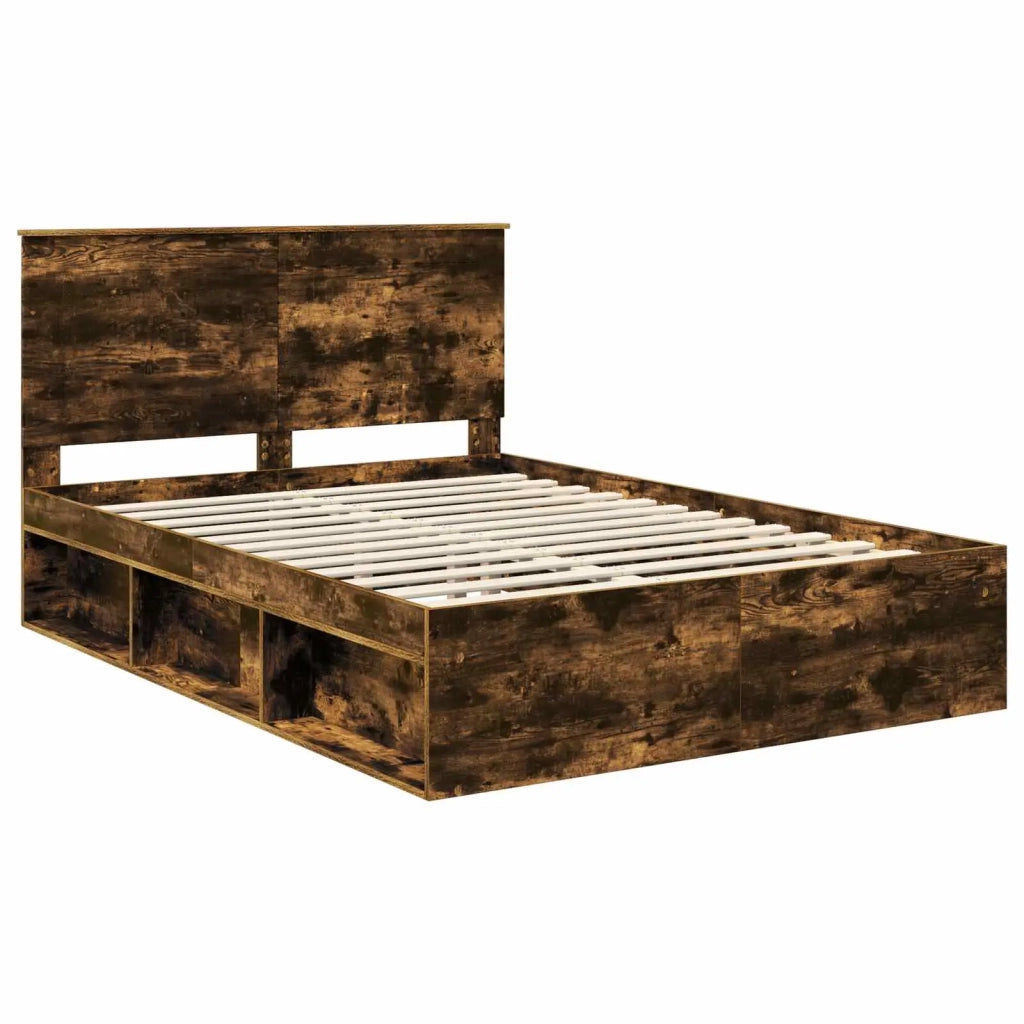 Letto matrimoniale | Letto per adulti | Struttura del letto Rovere fum¨¦ 140 x 190 cm Pino massello